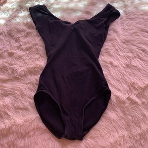 Black Cap Sleeves Leotard